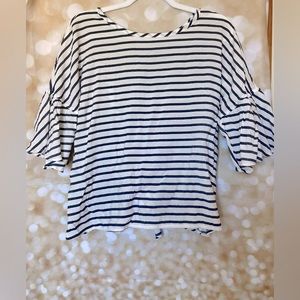 Express Navy and White Striped Tie Back Top